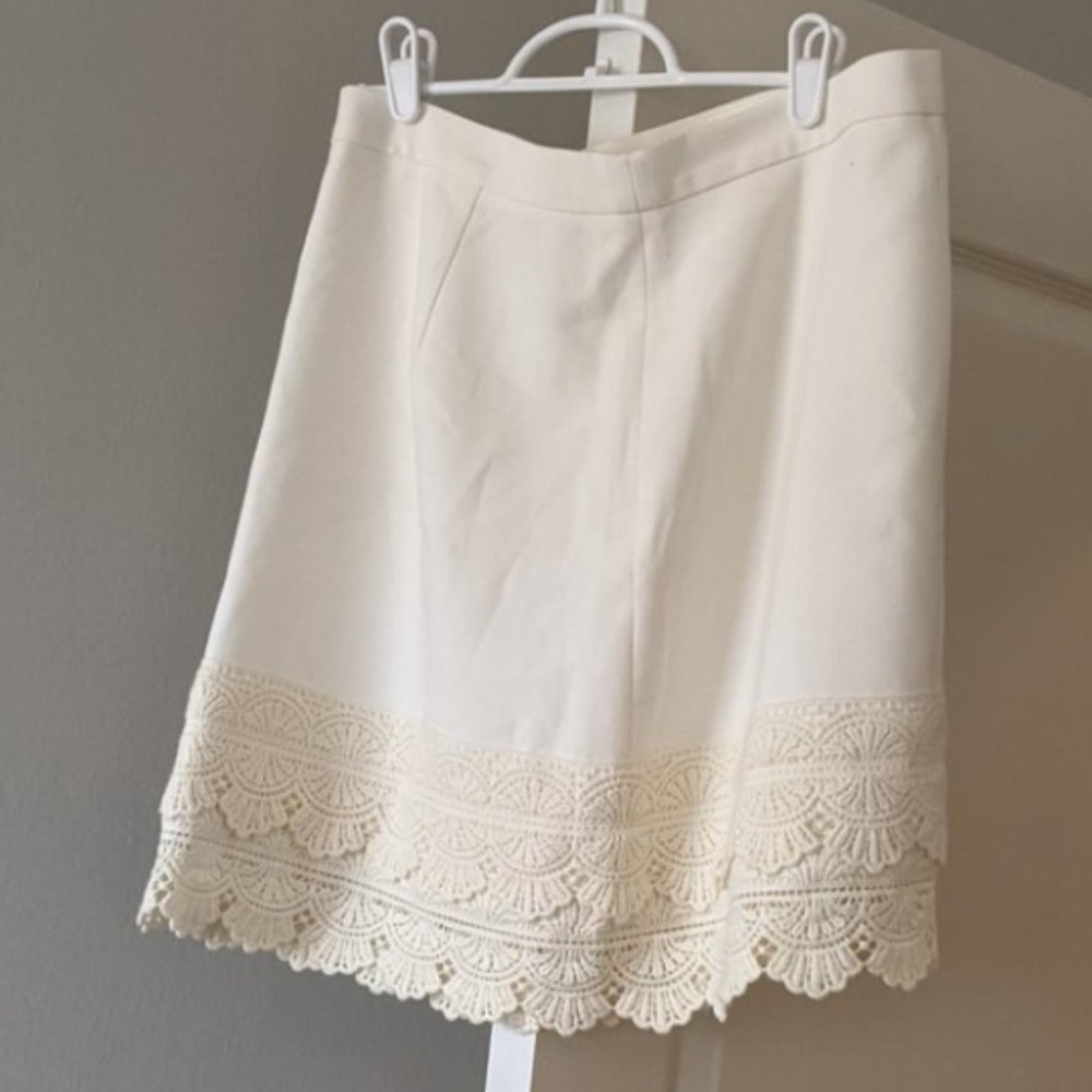 LOFT Scalloped Mini Skirt and Ruffle Sleeveless Blouse Set